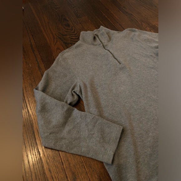 Banana Republic Men’s L Dark Gray High-Collar 1/4 Zip Long-Sleeve Sweater - EUC! - Picture 2 of 10